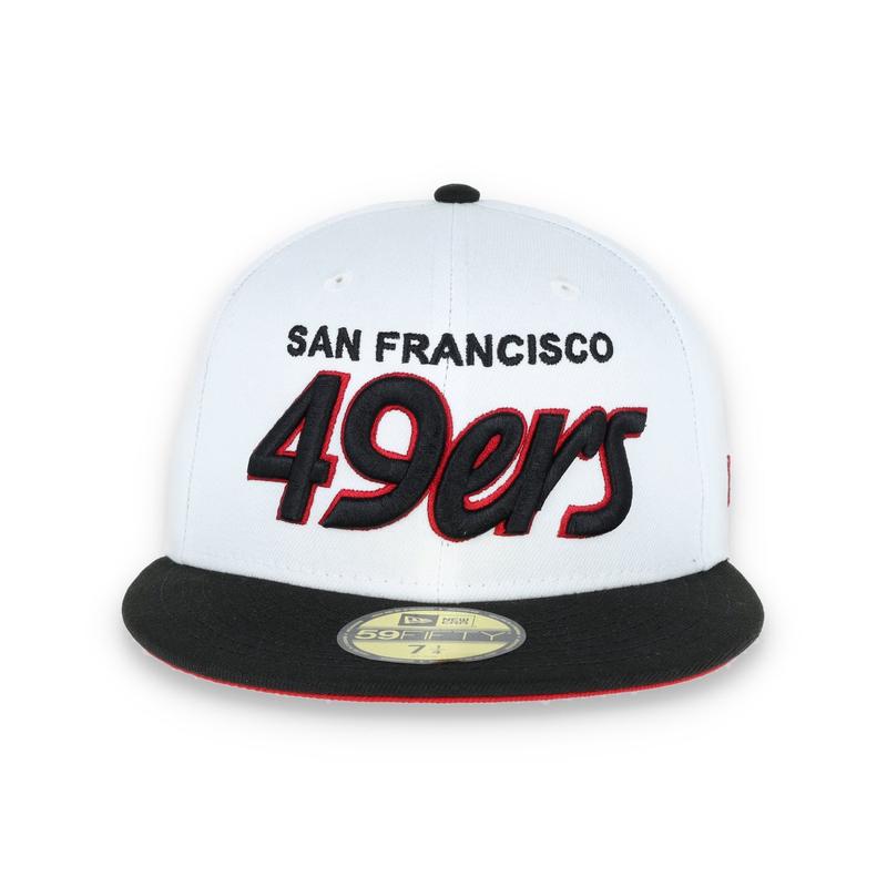 NEW ERA SAN FRANCISCO 49ERS 59FIFTY FITTED SCRIPT HAT-White