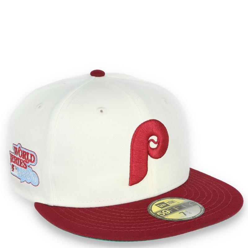 New Era Philadelphia Phillies 1980 World Series Patch 59FIFTY Fitted Hat-Ivory