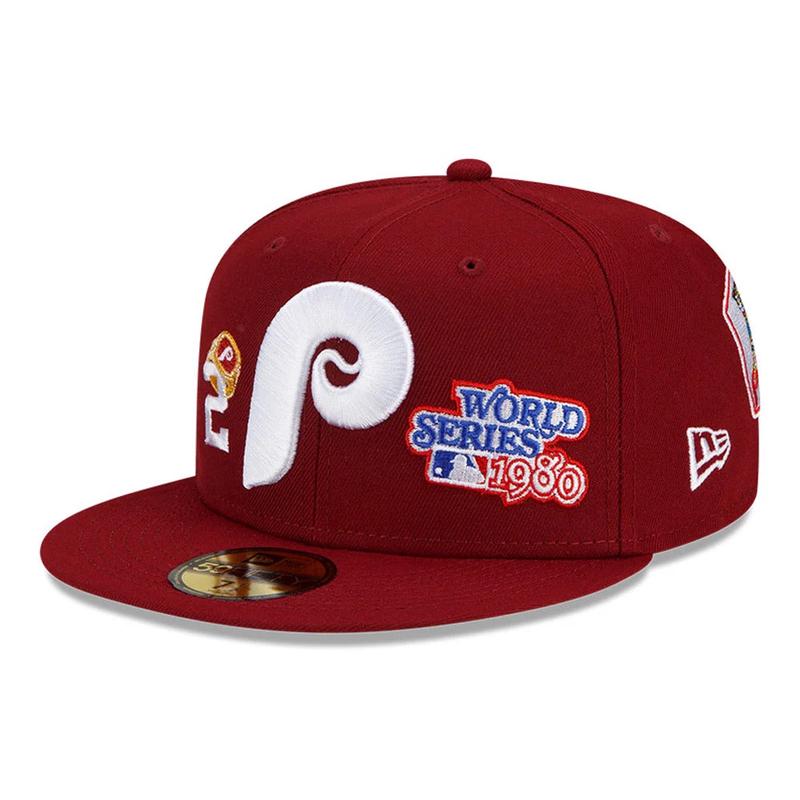 New Era Philadelphia Phillies Coopers Town The rings series 59FIFTY Fitted Hat- Burgundy