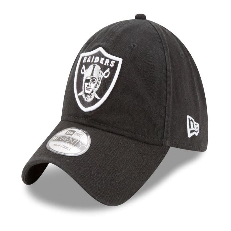 LAS VEGAS RAIDERS NEW ERA CORE CLASSIC BLACK 9TWENTY ADJUSTABLE HAT