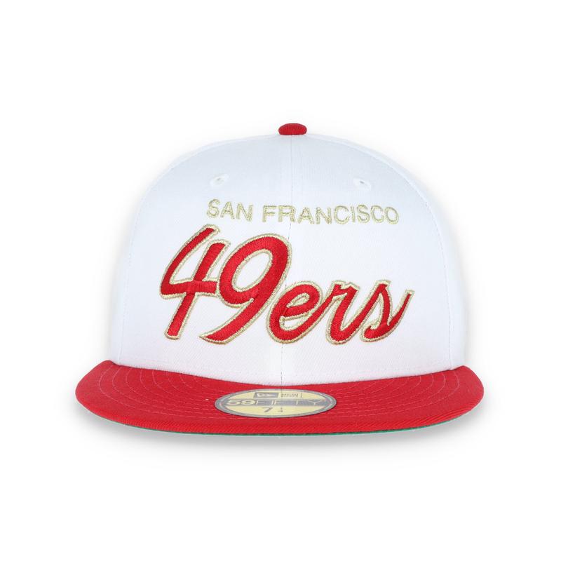 NEW ERA SAN FRANCISCO 49ERS 59FIFTY FITTED SCRIPT HAT-WHITE/GOLD/RED