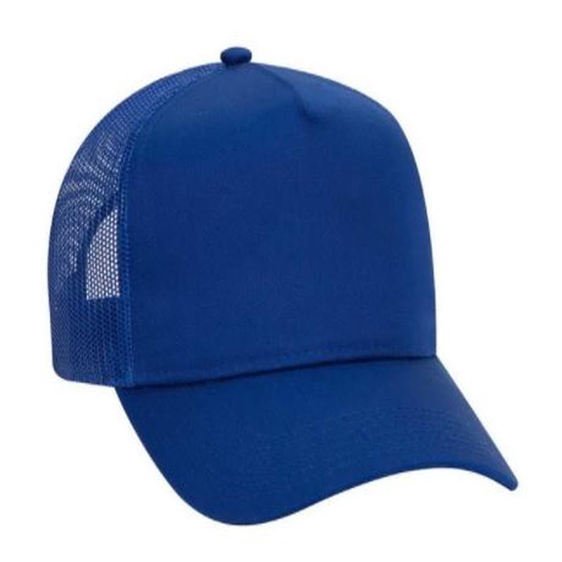 OTTO CAP 5 Panel Mid Profile Mesh Back Trucker Youth Hat Royal
