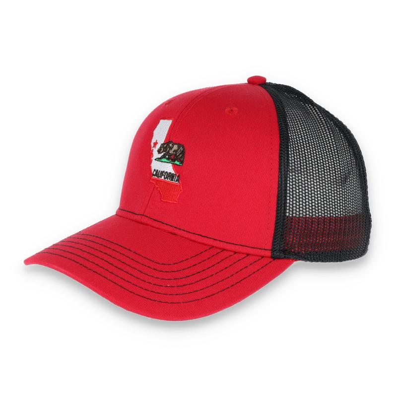 THE COLISEUM CALIFORNIA STATE BEAR TRUCKER SNAPBACK HAT- RED/BLACK