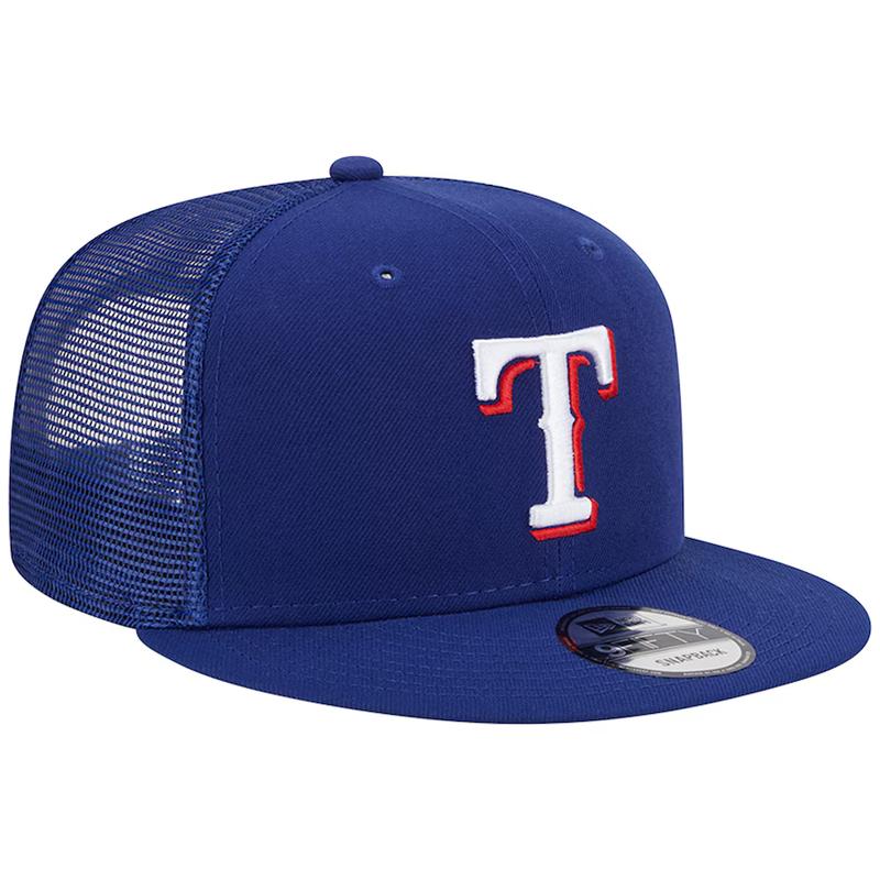 New Era Texas Rangers Team Color 9FIFTY Trucker Snapback Hat-Royal