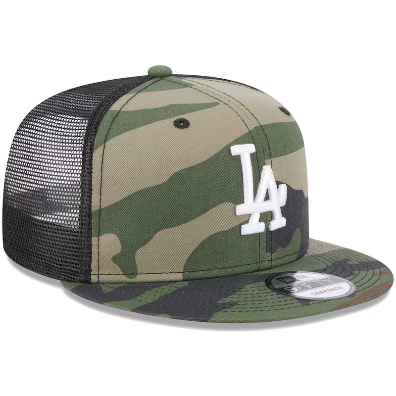 New Era Los Angeles Dodgers Woodland Trucker 9FIFTY Snapback Hat-Camo/Black