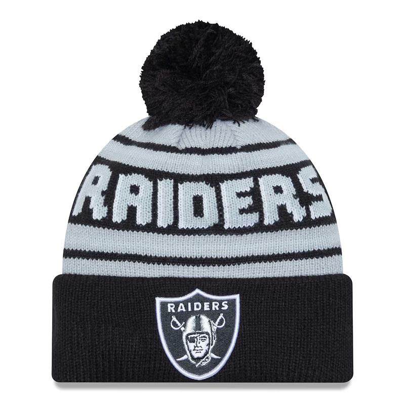 New Era Las Vegas Raiders Cuffed Knit Hat With Pom- Black