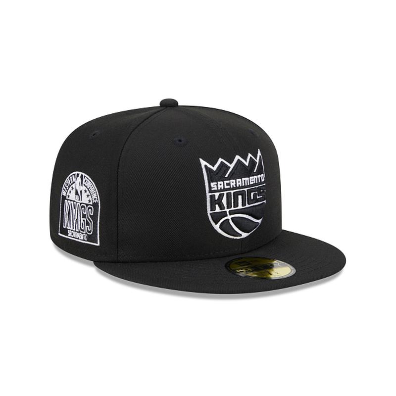 New Era Sacramento Kings Western Conference Side Patch 59fifty Fitted Hat-Black/White