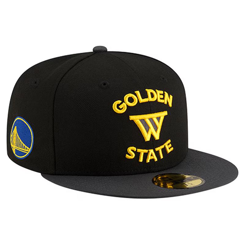 New Era Golden State Warriors Statement Edition 59FIFTY Fitted Hat-Black