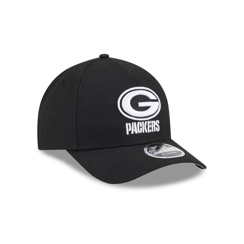 New Era Green Bay Packers M-Crown A-FRAME 9FORTY Adjustable Hat-Black/White