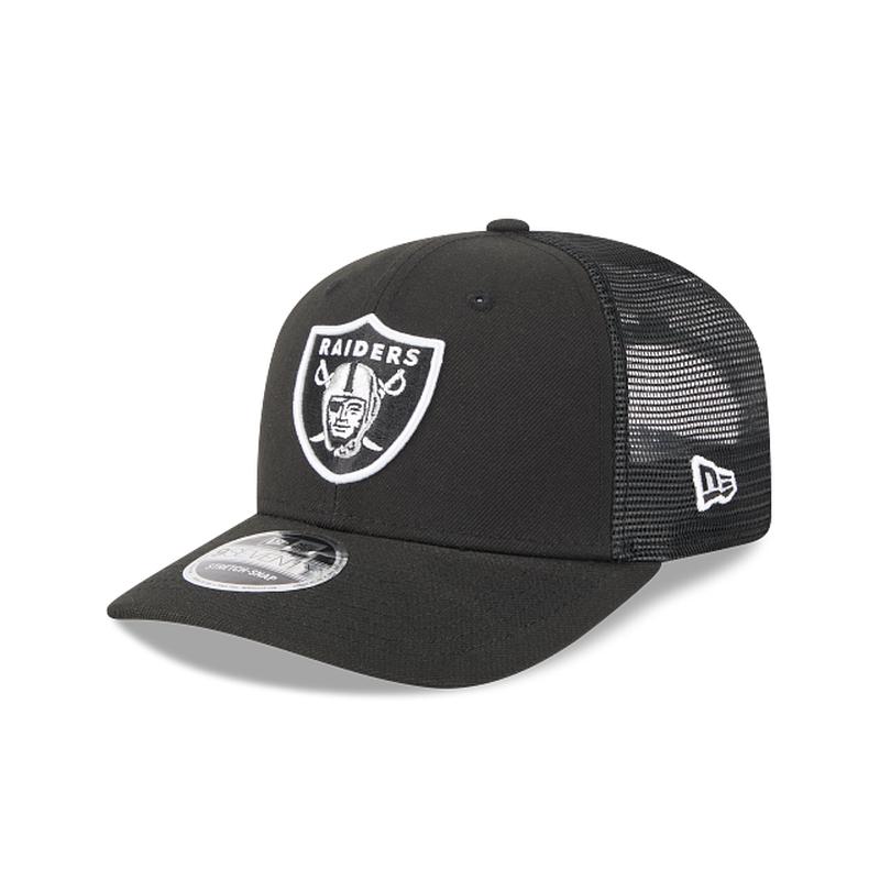 New Era Las Vegas Raiders 9SEVENTY Trucker Stretch-Snap Adjustable Hat- BLACK