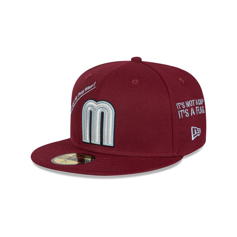 New Era Mexico Anniversary Logos 59FIFTY Fitted Hat-Burgandy