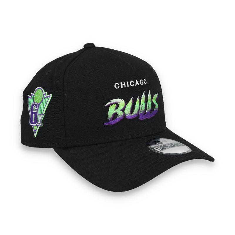 New Era Chicago Bulls 6X A-Frame 9FORTY Adjustable Snapback Hat-Black