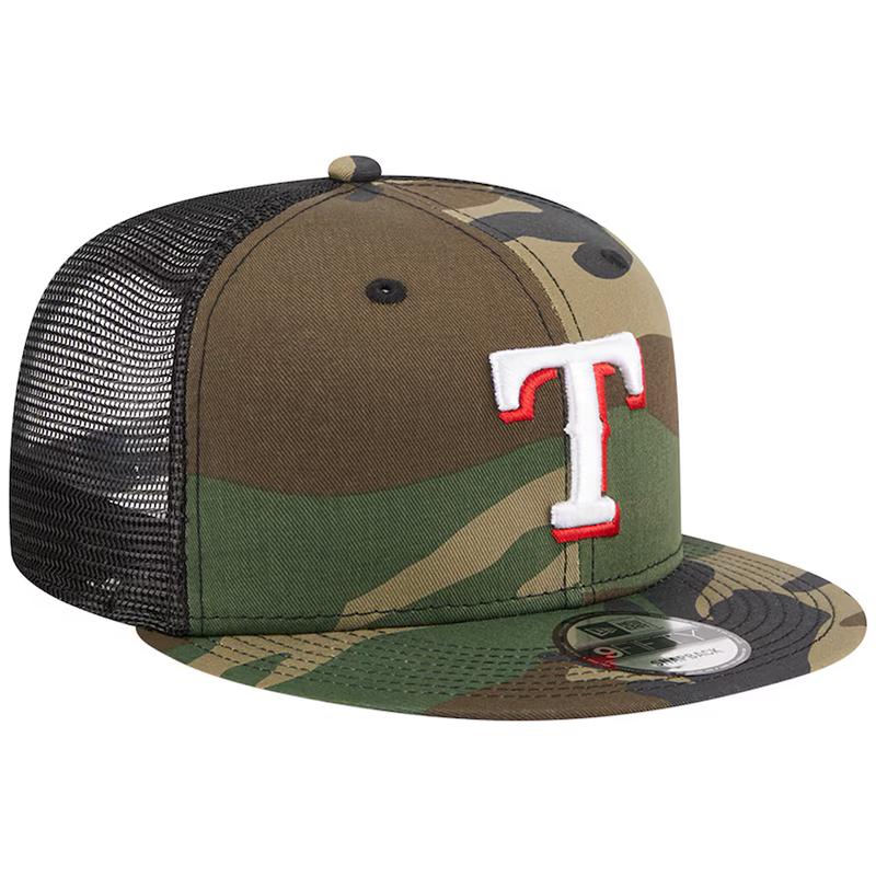 New Era Texas Rangers Woodland Camo Trucker 9FIFTY Snapback Hat-Camo