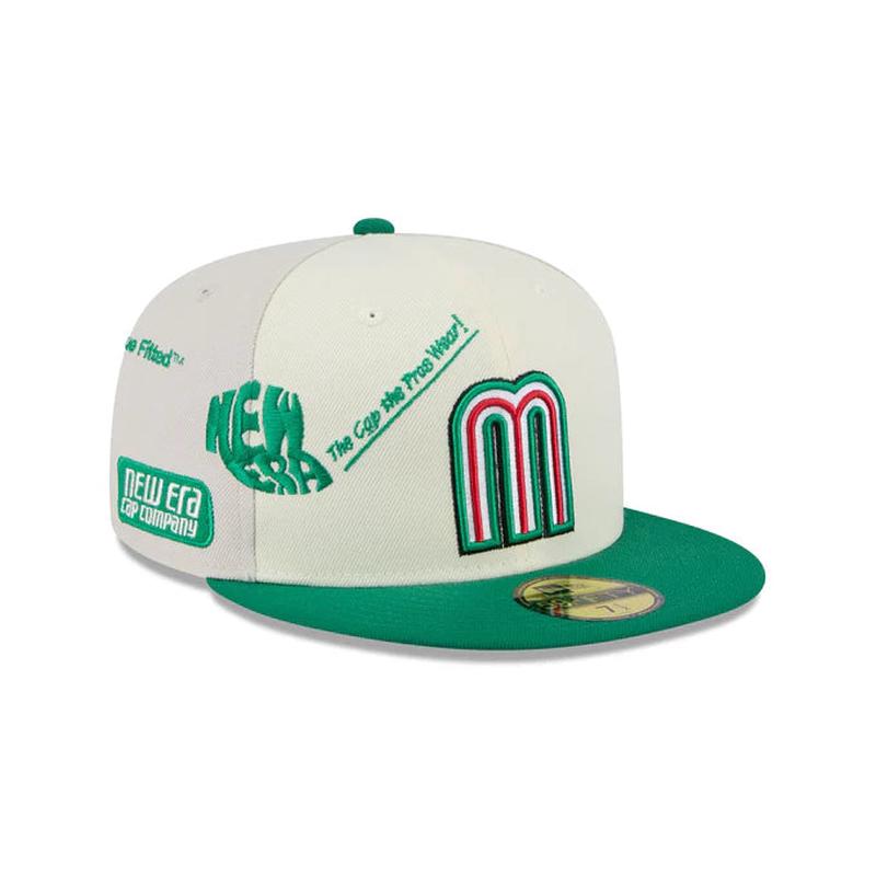 New Era Mexico Anniversary Logos Stone 59FIFTY Fitted Hat-White/Green