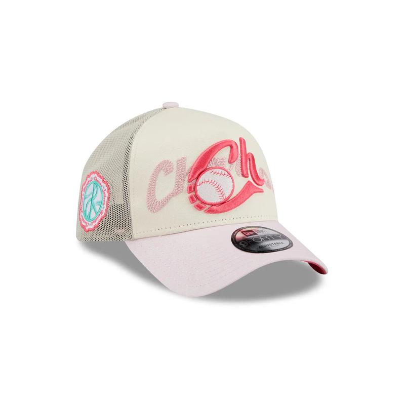 New Era Charros de Jalisco Alternative Logo A-Frame 9FORTY Adjustable Trucker Hat-Pink