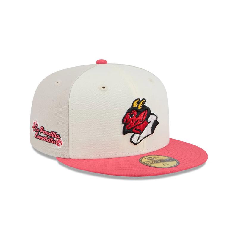 New Era Diablos Rojos Del Mexico Two-Tone Coral 59FIFTY Fitted Hat-Pink