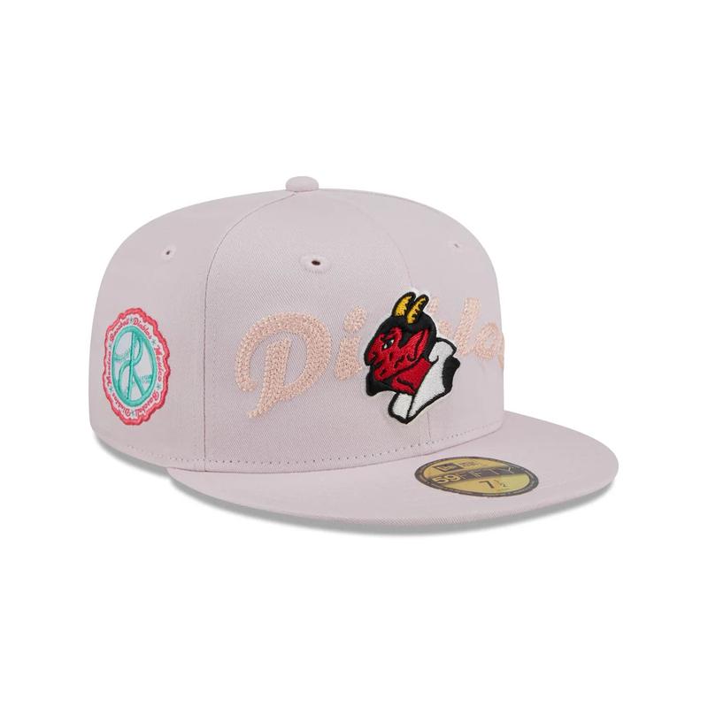 New Era Diablos Rojos Del Mexico Stacked Wordmark 59FIFTY Fitted Hat-Pink