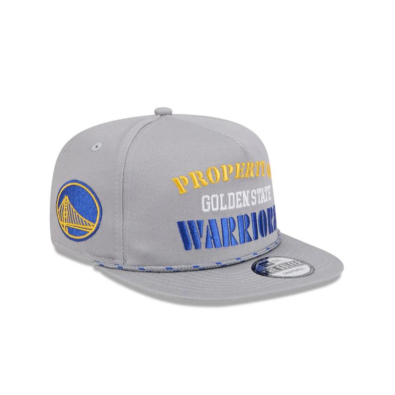 New Era Golden State Warriors Vintage Gray Rope Golfer Snapback Hat-Gray