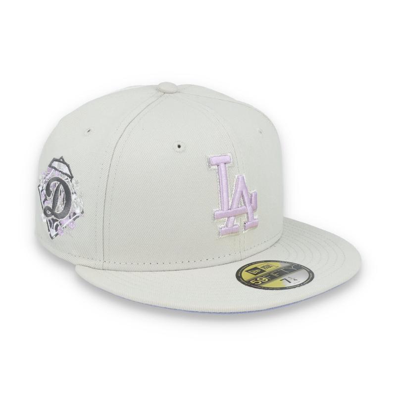 New Era Los Angeles Dodgers Floral Side Patch 59FIFTY Fitted Hat-Stone/Lavender