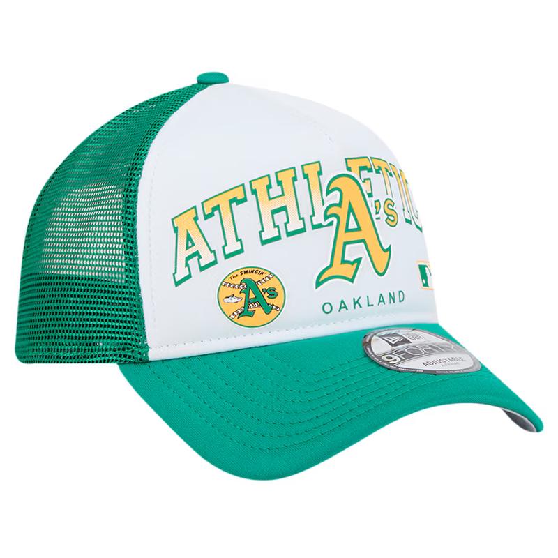 New Era Oakland A's Retro Wordmark 9FORTY A-Frame Trucker Adjustable Hat