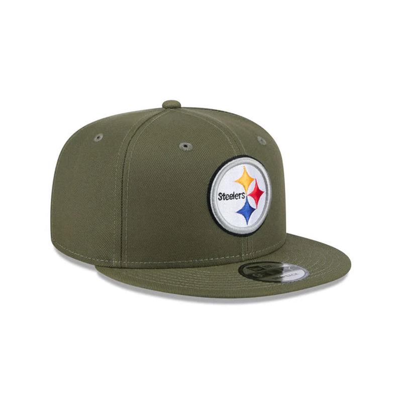 New Era Men's Pittsburgh Steelers 9FIFTY Snapback Hat-Olive Green