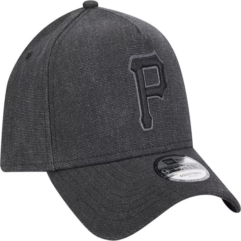 New Era Pittsburgh Pirates Logo Essentials A Frame 9FORTY Adjustable Hat-Charcoal Black