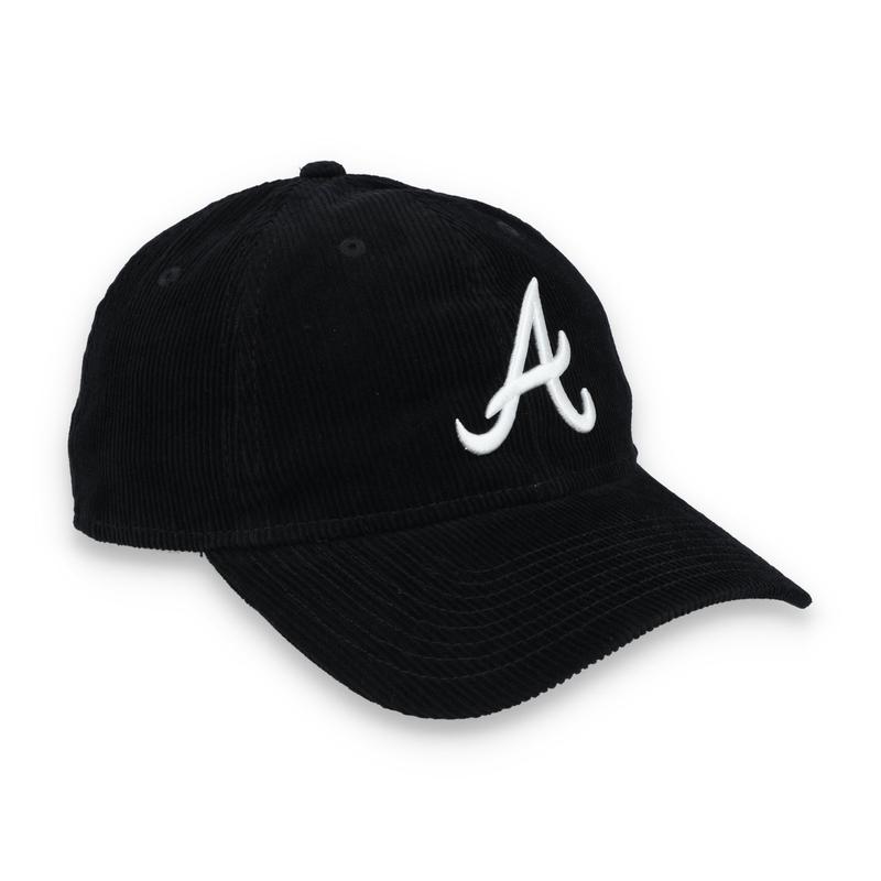 New Era Atlanta Braves Corduroy 9TWENTY Adjustable Hat-Black/White