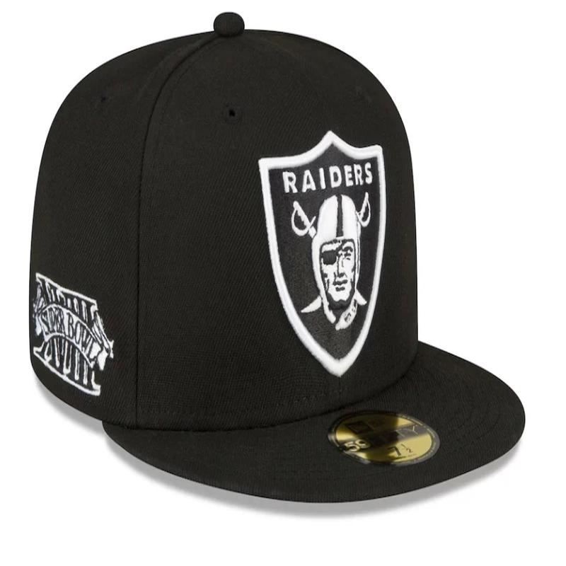 New Era Las Vegas Raiders XVII Super Bowl Side Patch 59FIFTY Fitted Black & White Hat
