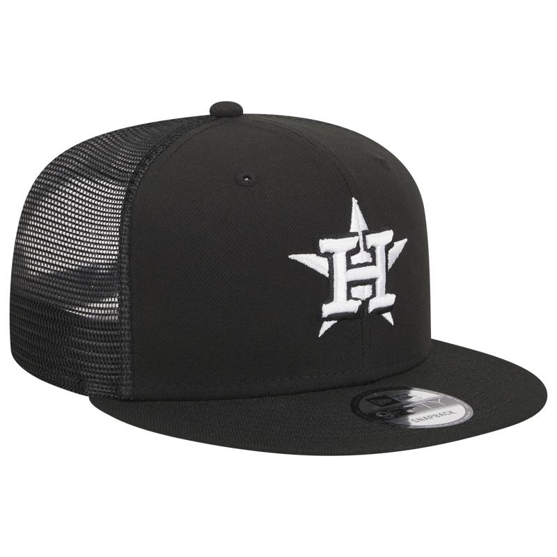 New Era Houston Astros Trucker 9FIFTY Snapback Hat-Black/White