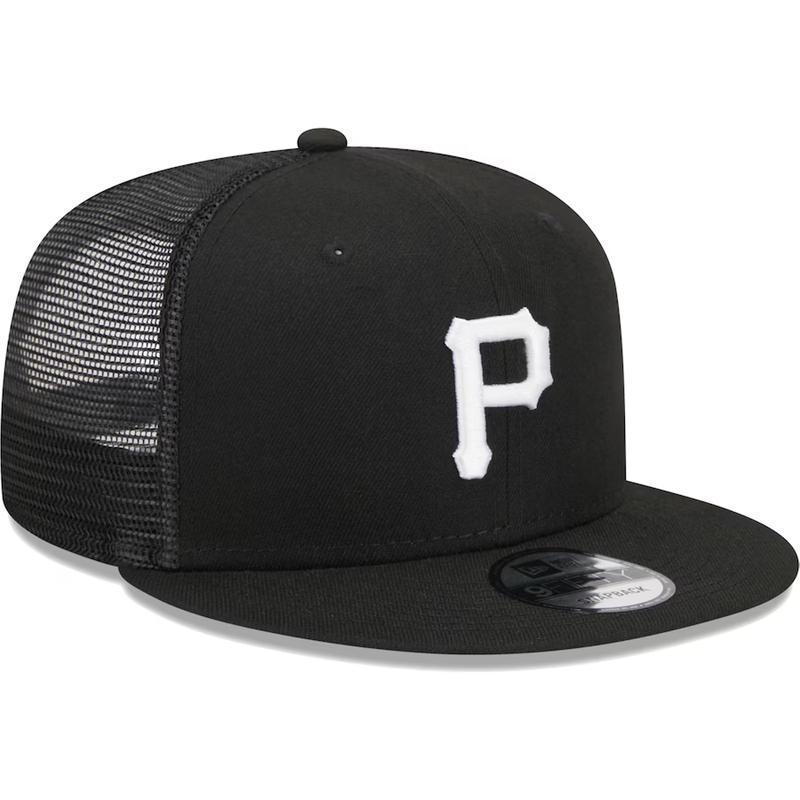 New Era Pittsburgh Pirates Trucker 9FIFTY Snapback Hat-Black/White