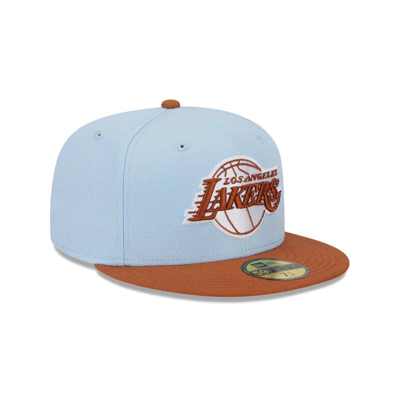 New Era Los Angeles Lakers Color Pack 59FIFTY Fitted Hat-Light Blue/Rust Orange