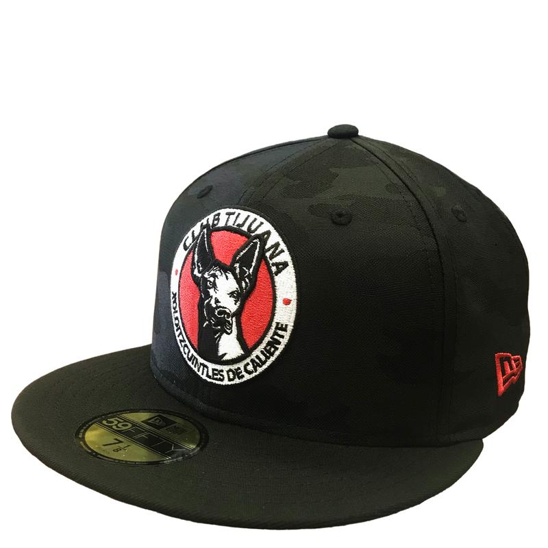 CLUB TIJUANA XOLOS NEW ERA OFFICIAL LIGA MX CAMO 59FIFTY FITTED HAT-BLACK