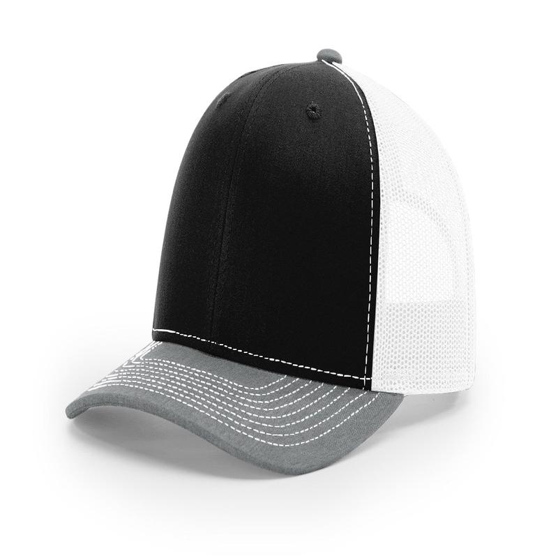 Snapback Trucker Cap -Black/White/Heather Grey